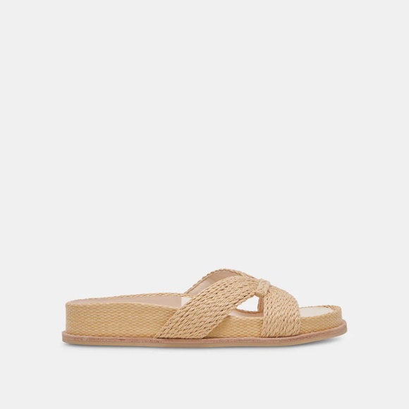 Dolce Vita Selda Wide Sandals Lt Natural Raffia - Picture 2 of 3